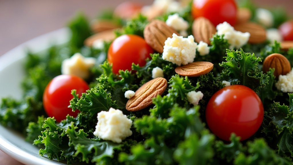 fresh kale salad preparation
