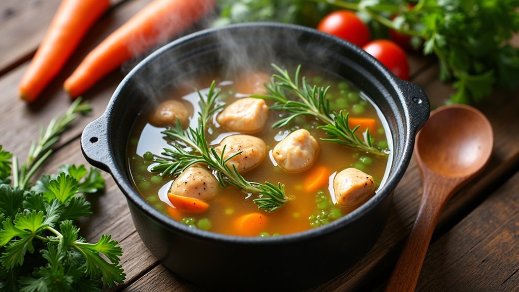 add chicken and herbs