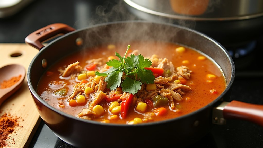 add chicken spices stir