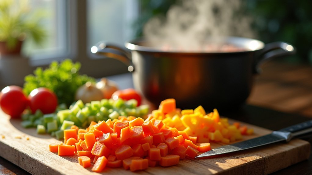 add colorful diced vegetables