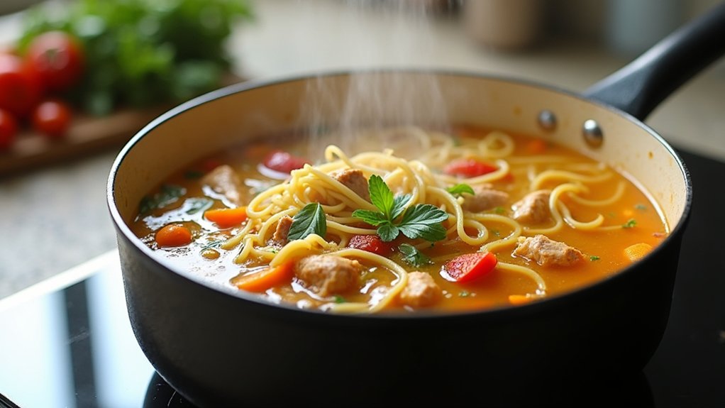 add noodles and seasoning