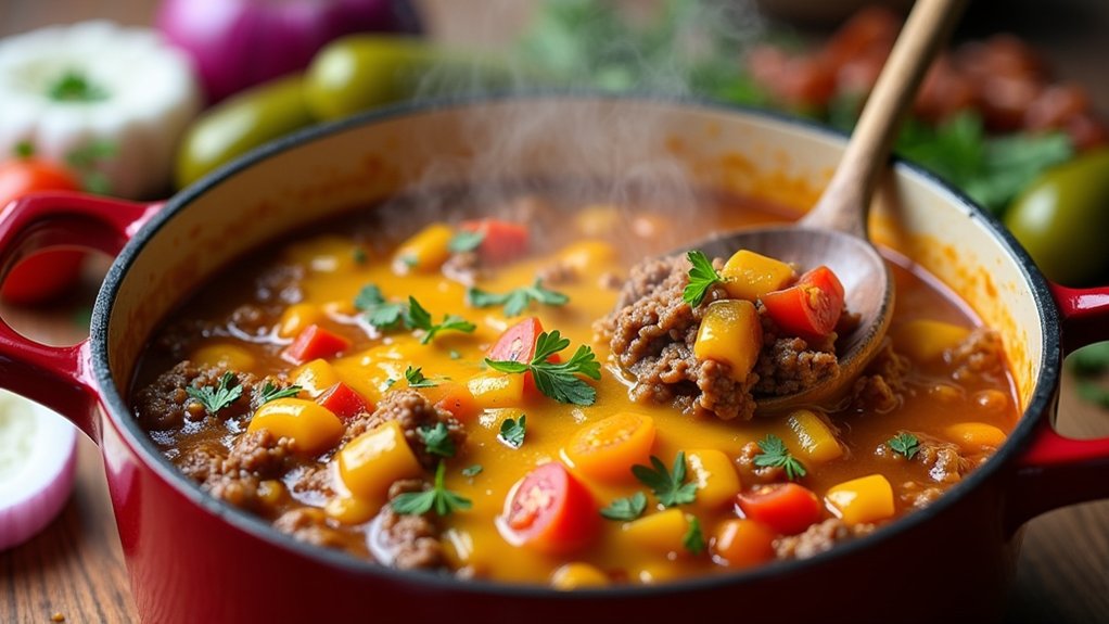 brown beef add onions