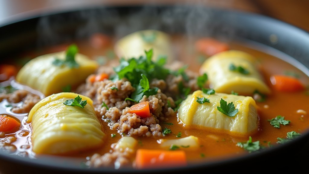 cabbage and broth added