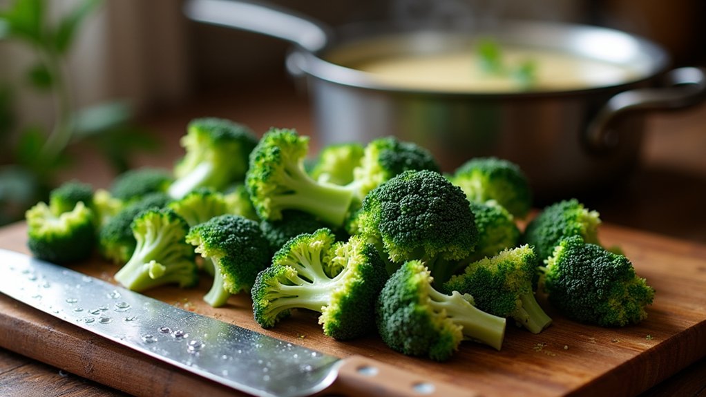 chop broccoli for soup
