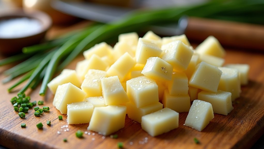chop potatoes into cubes