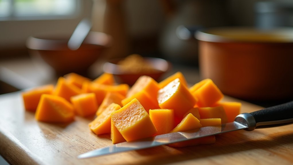 chop squash into cubes