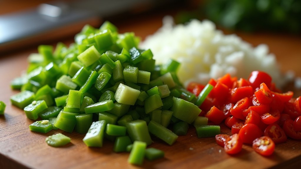 chop vegetables for flavor