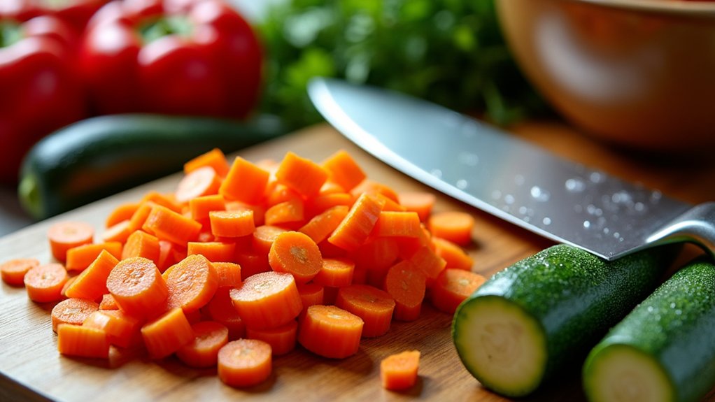 chop vegetables for flavor