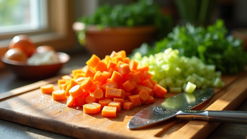 chop vegetables for soup