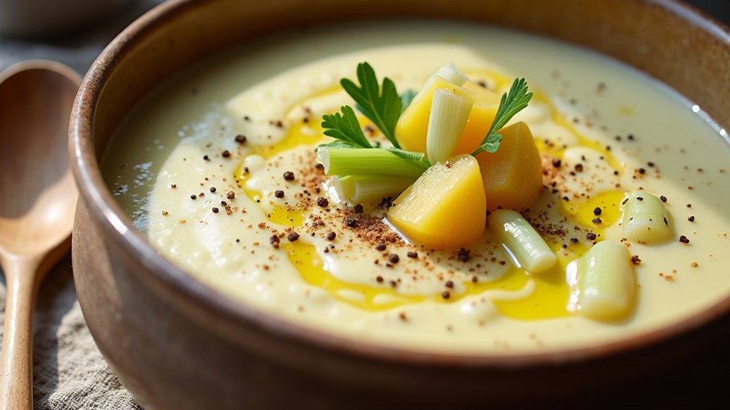 comforting creamy potato leek soup