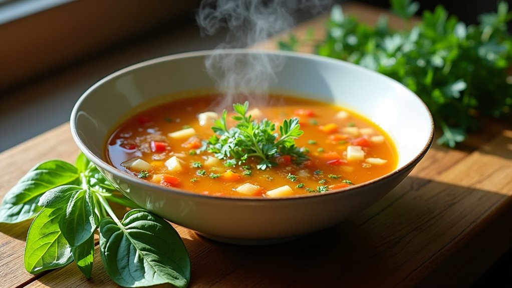 elevate soup with herbs