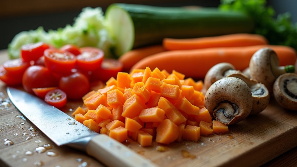 finely chop fresh vegetables