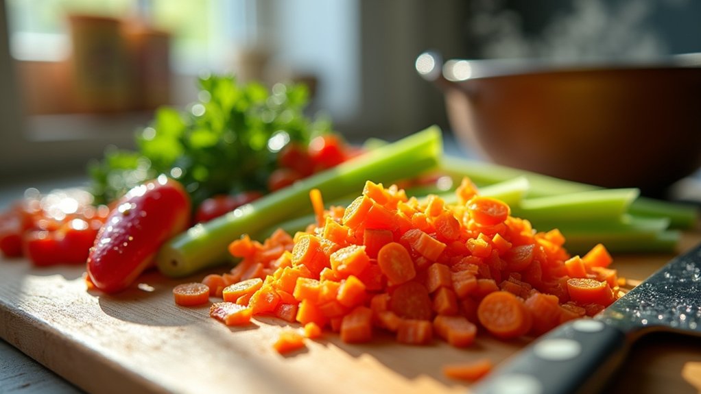 finely chop fresh vegetables
