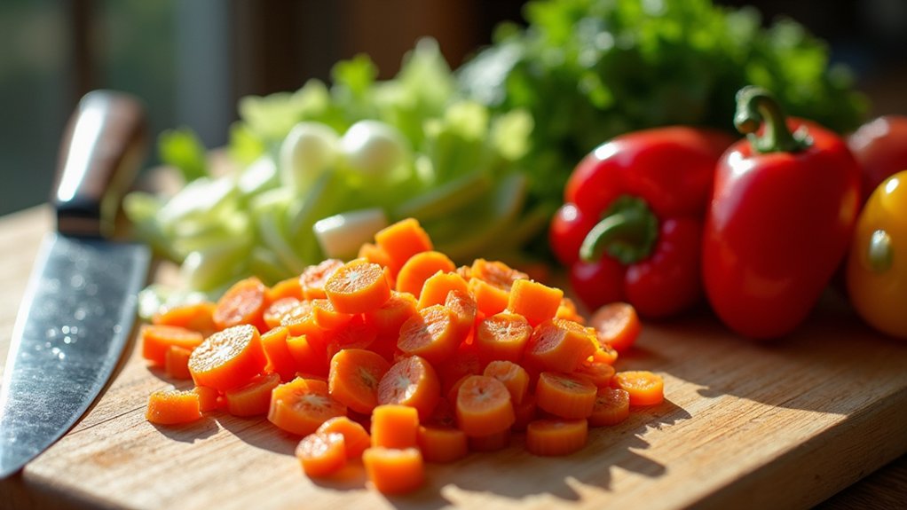 finely chop fresh vegetables