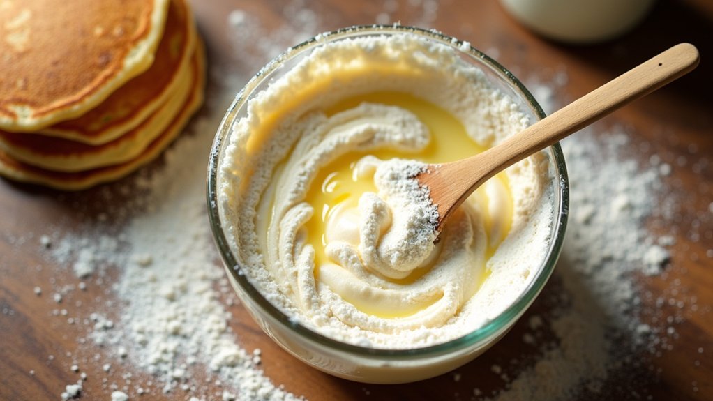 fold wet ingredients gently