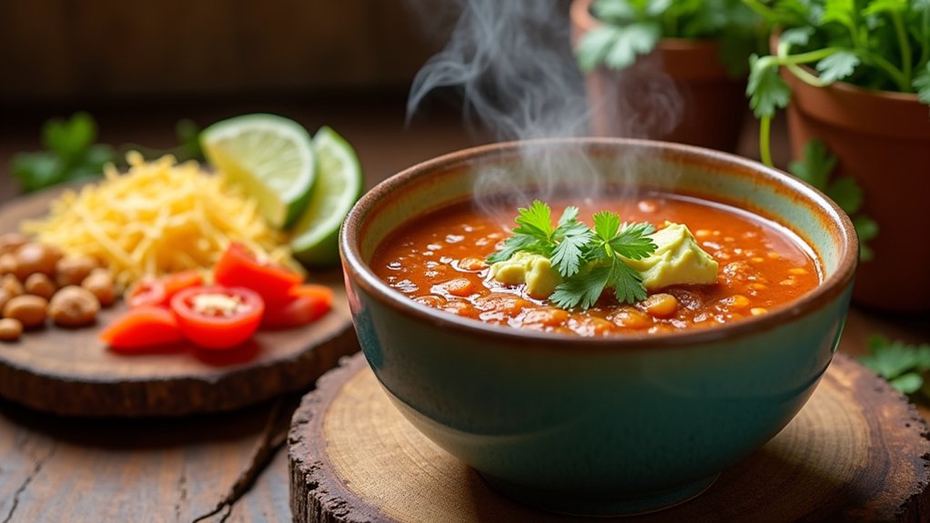 fresh toppings enhance taco soup