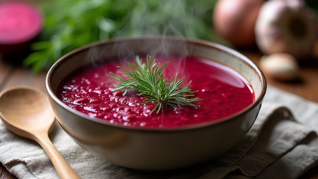 garnish borscht with herbs