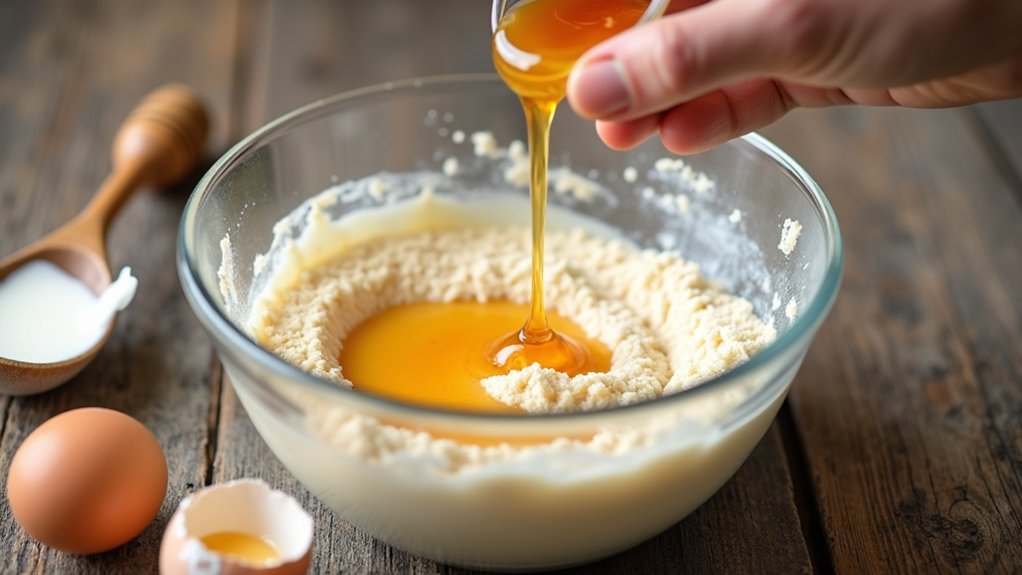 gradually mix wet ingredients