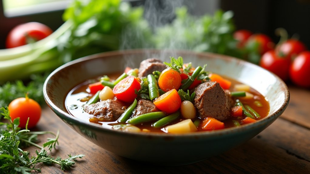hearty nutritious beef soup