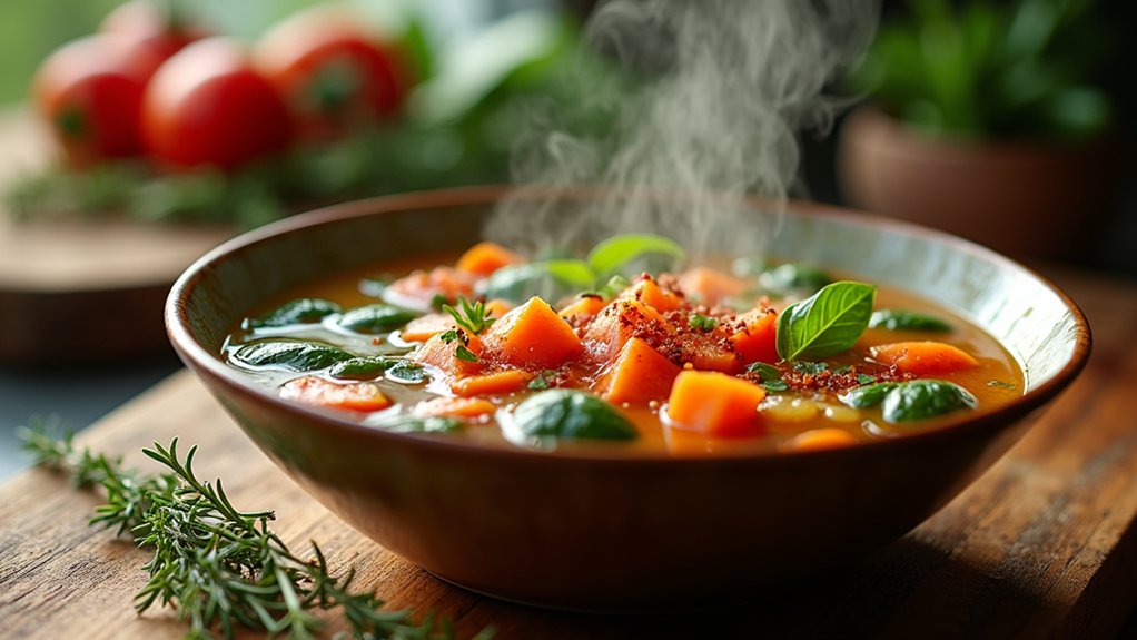 herbs enhance vegetable soup