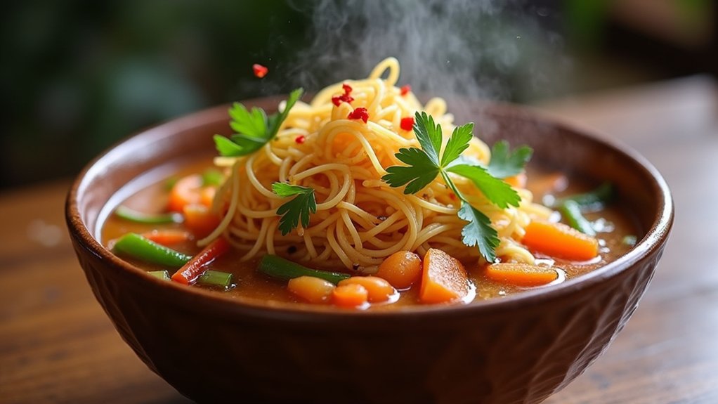 noodles and creative garnishes