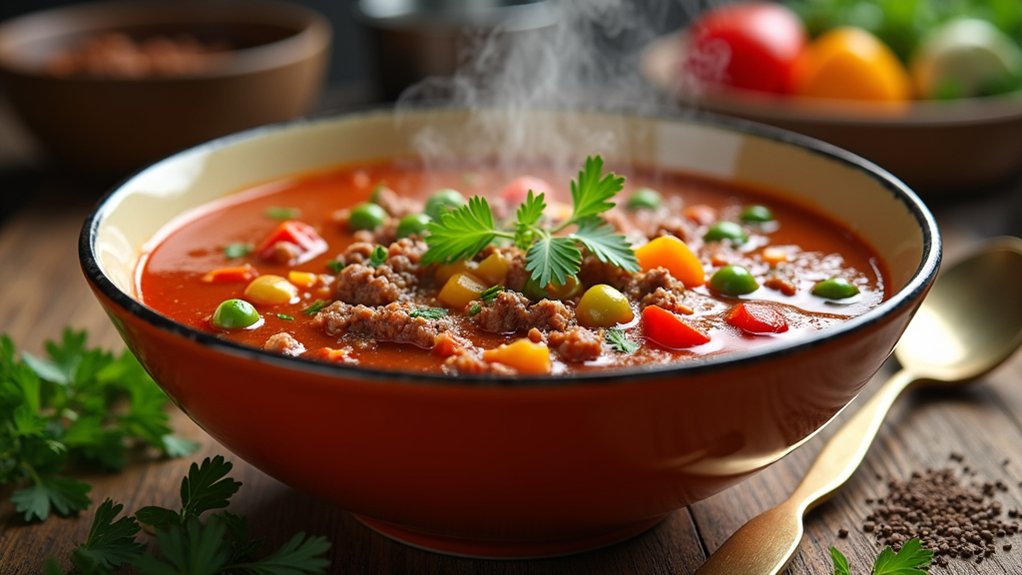 nutritional value of hamburger soup