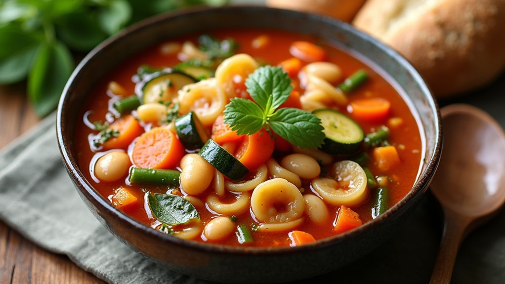 pasta and beans added