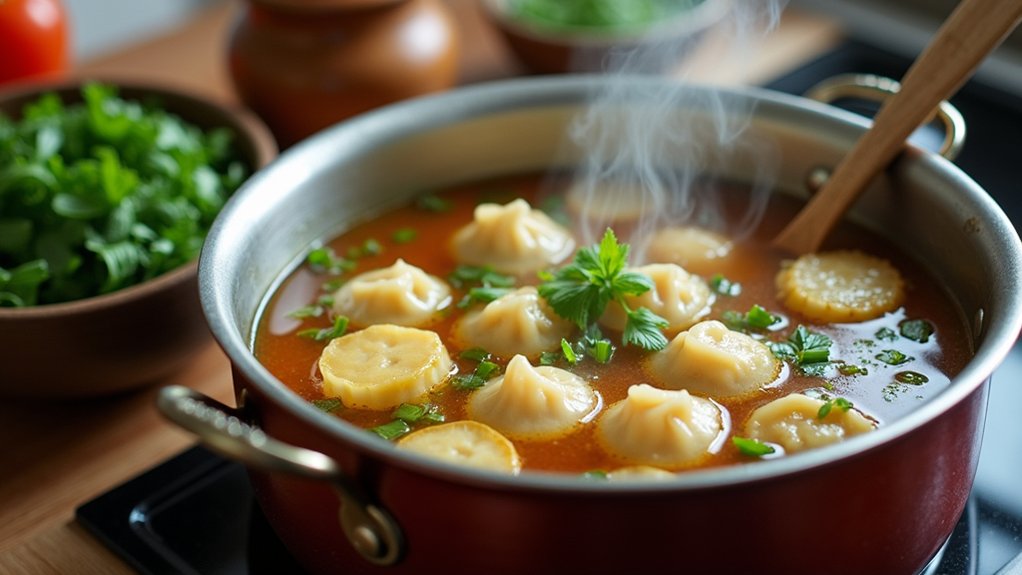 prepare broth add dumplings