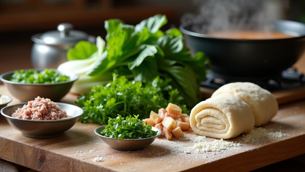 prepare broth and wontons