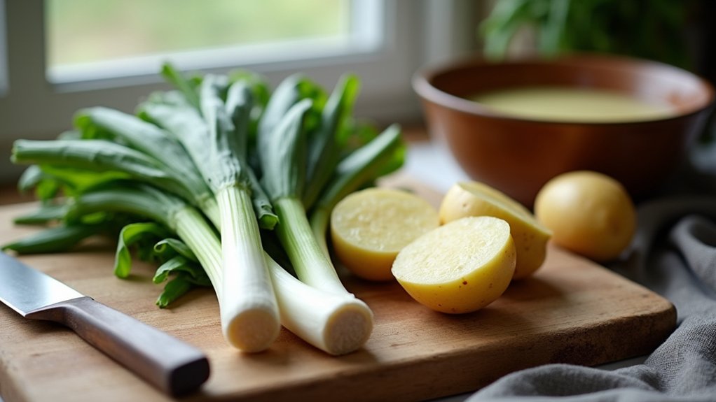 prepare leeks and potatoes