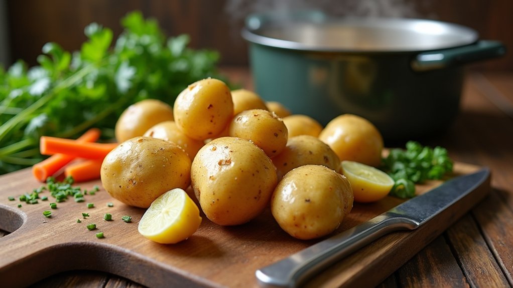 prepare potatoes and vegetables