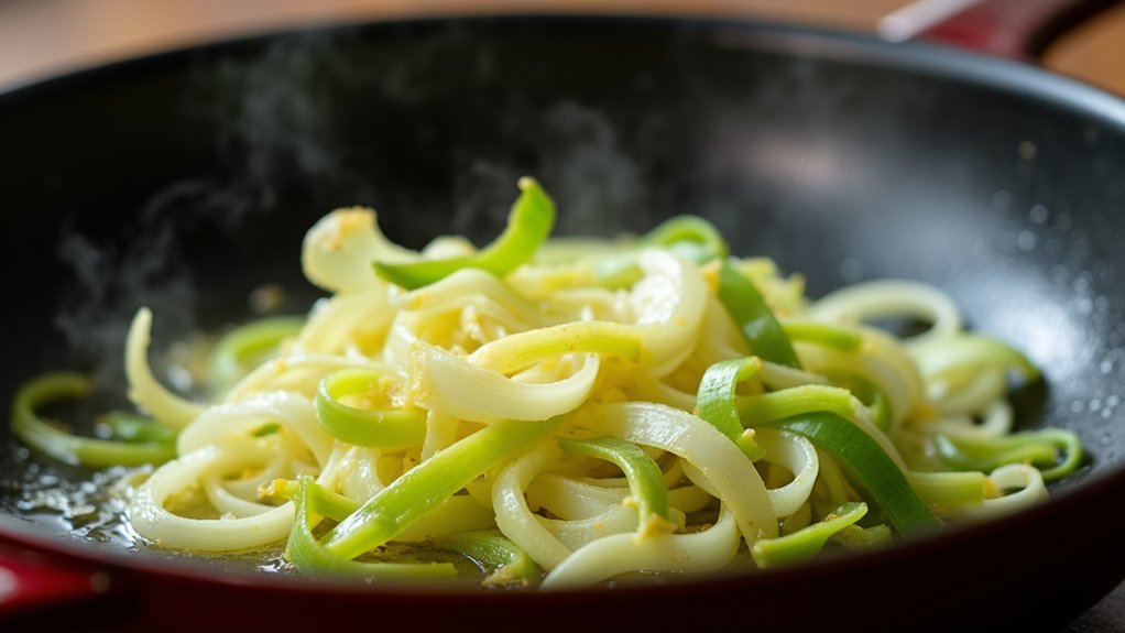 saut leeks in butter