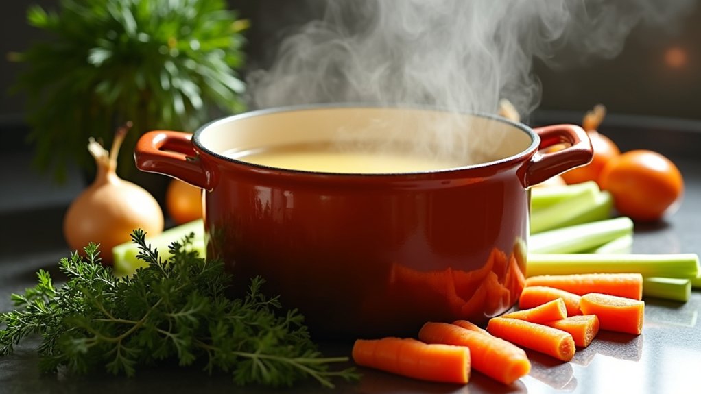 simmer broth with vegetables