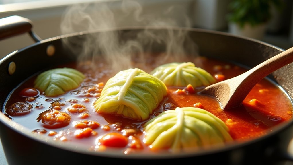 simmer cabbage in broth