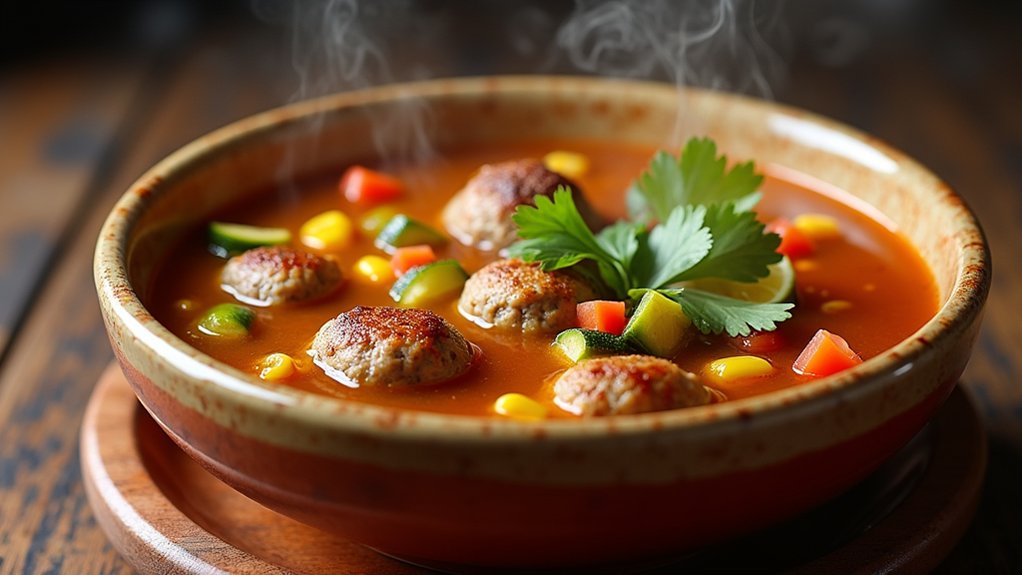 simmer meatballs in broth