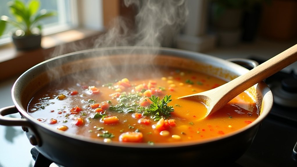 simmer soup for flavor
