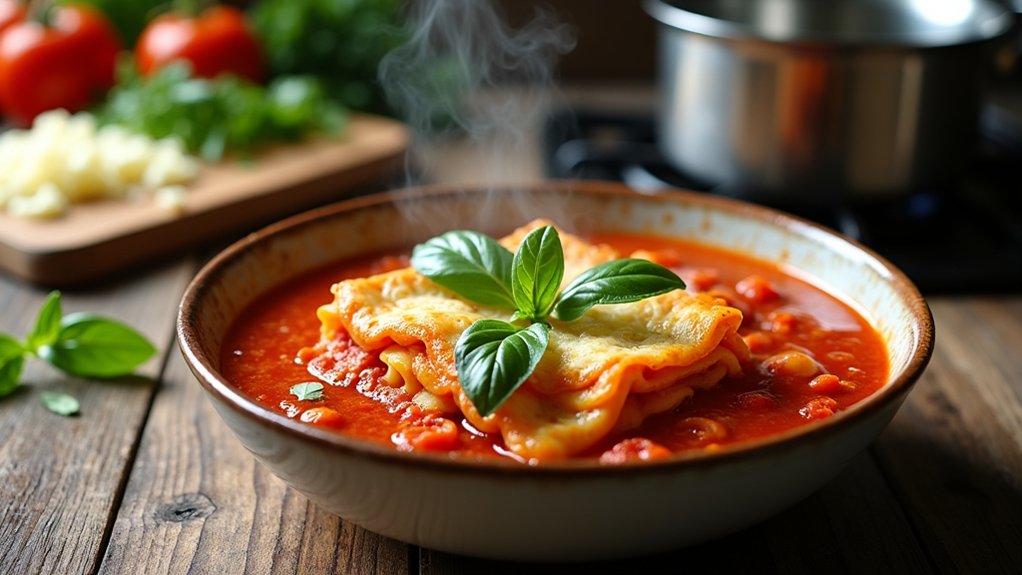 simmering tomato sauce flavors