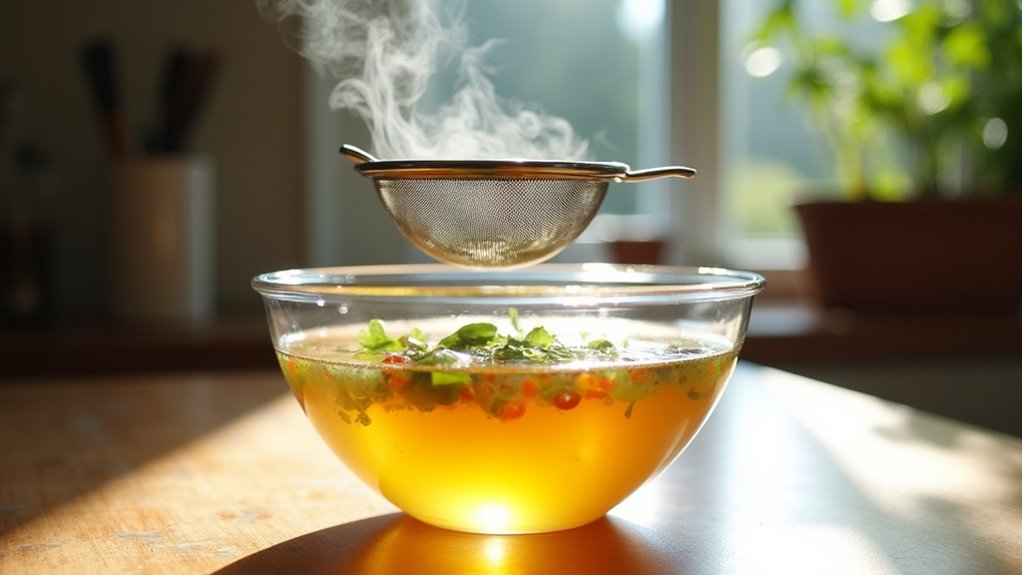 strain broth for clarity