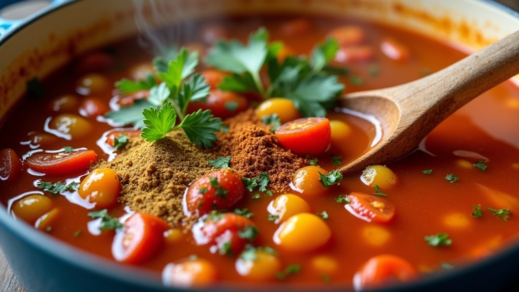 tomatoes and spices added