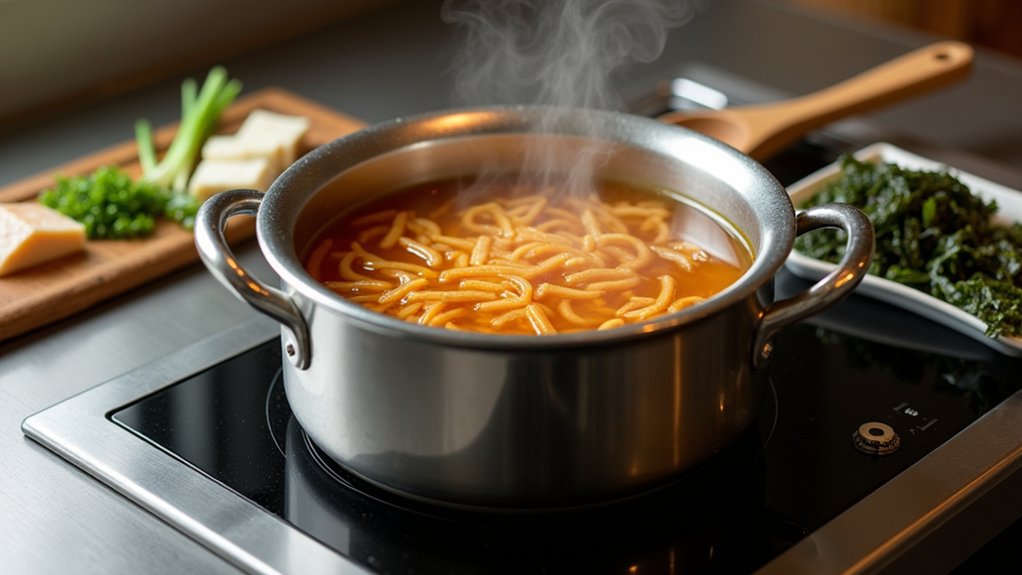 warm dashi stock preparation