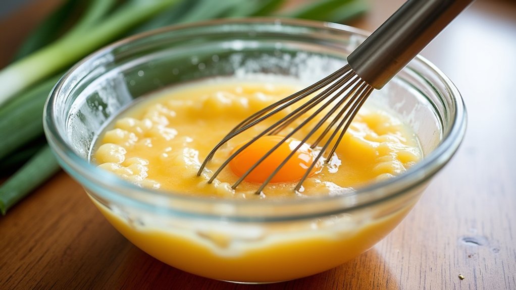 whisk eggs for smoothness